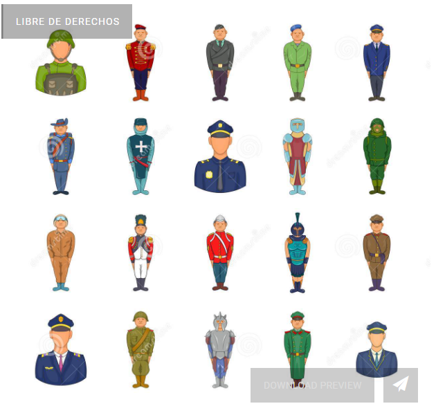 Nota. adaptado de, Sistema militar del icono, estilo de la historieta, https://es.dreamstime.com/, 2021.